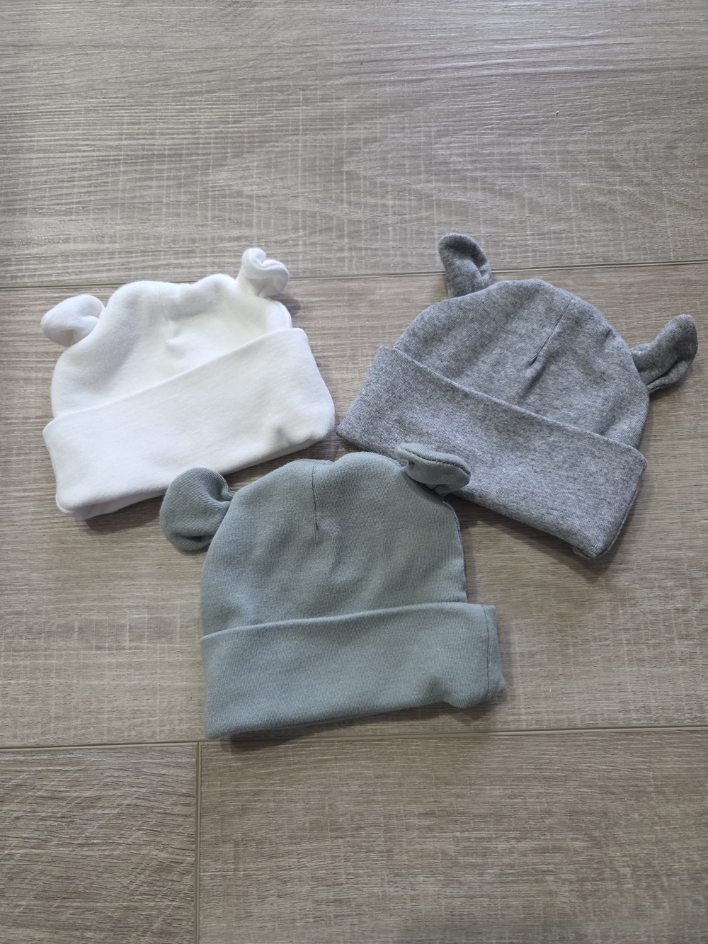 Baby- Bear Ear Beanie Hat - White, Gray, Sage
